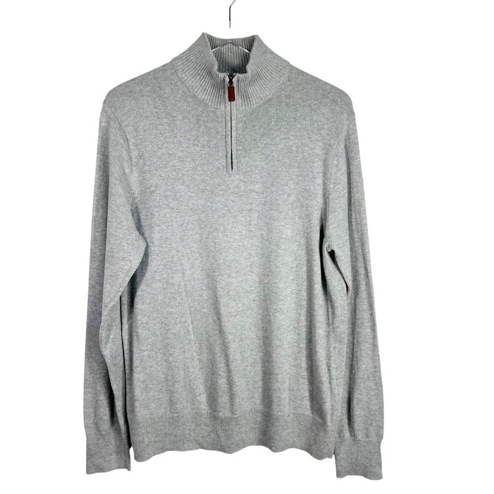 BONOBOS Grey Cotton/Cashmere 1/4 zip Pullover Sweater Men's Medium